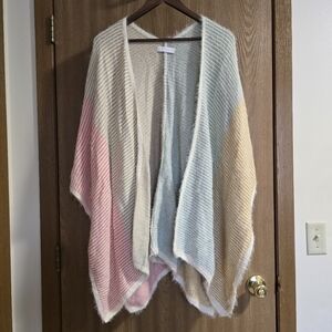 House Of Harlow 1960 Fuzzy Open Kimono Wrap Cardigan Sweater